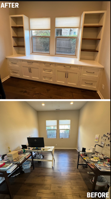 Home Office Built-in Desk & Window Bookcase Unit