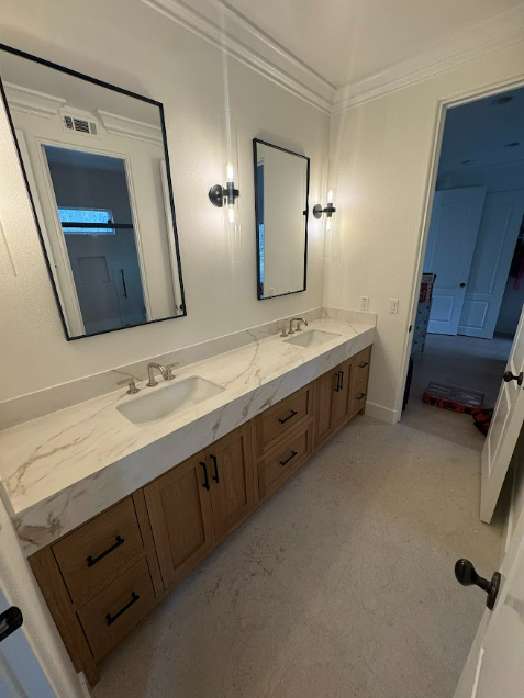Modern Gray Double Sink Vanity Design